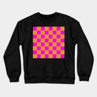 retro pink and orange check pattern Crewneck Sweatshirt